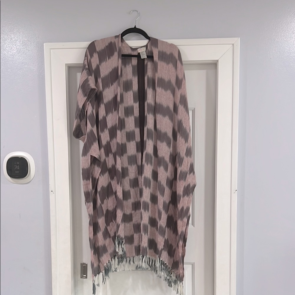 Free People Pink and Gray Woven Kimono